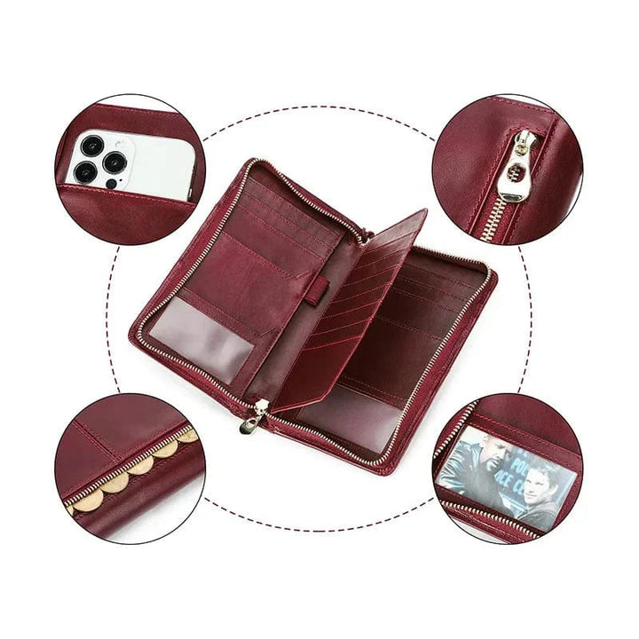 Organisateur de voyage en cuir veritable pour cartes et passeport, chic et fonctionnel
