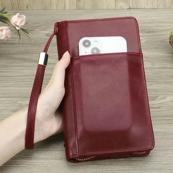 Etui de voyage en cuir veritable pour femme, protège cartes et documents importants