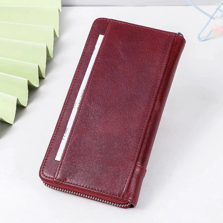 Portefeuille fin en cuir pour femme, idéal pour cartes et billets, élégant