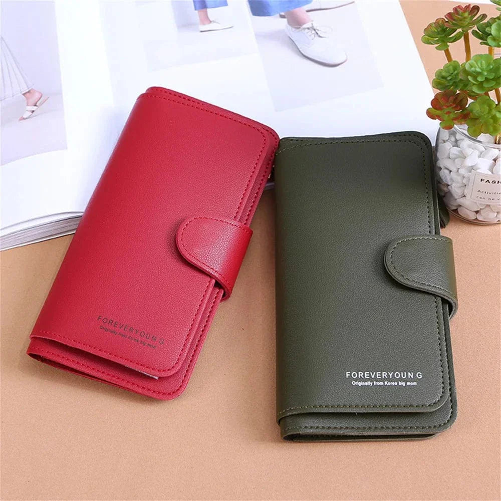 Porte-cartes en cuir PU noir pour femme, compact et élégant, avec plusieurs fentes pour cartes.