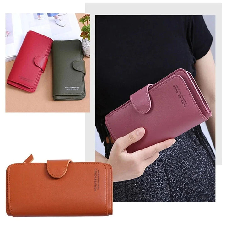 Deux porte-cartes femme en cuir PU, un noir et un rouge, disposés côté à côte, mode et fonctionnel.