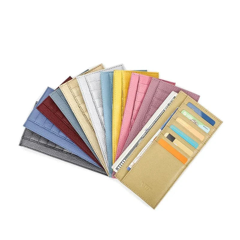 Porte-cartes femme compact en cuir noir, élégant, pour cartes et monnaie