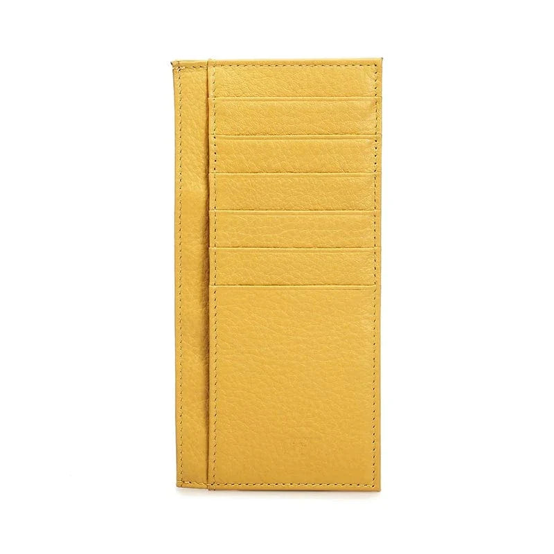 Porte-cartes slim femme en cuir de vachette, couleur vert forêt, durable et élégant