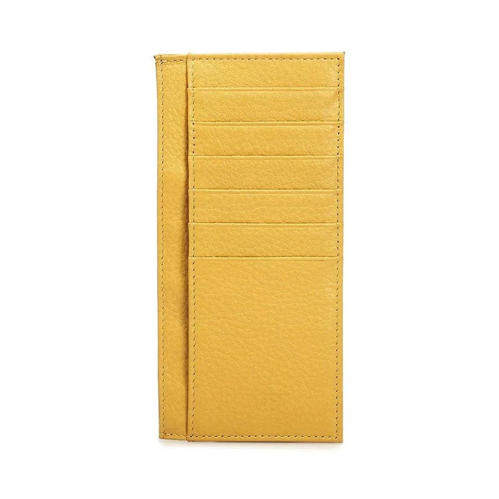 Porte-cartes slim femme en cuir de vachette, couleur vert forêt, durable et élégant