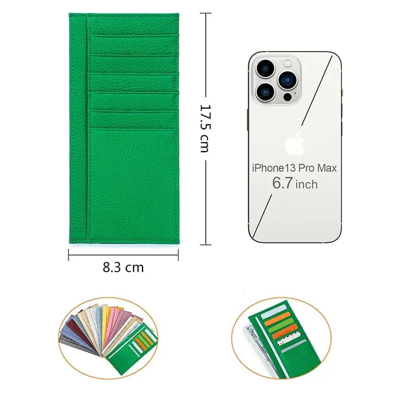 Porte-cartes femme en cuir beige, fin et discret, idéal pour petit sac à main