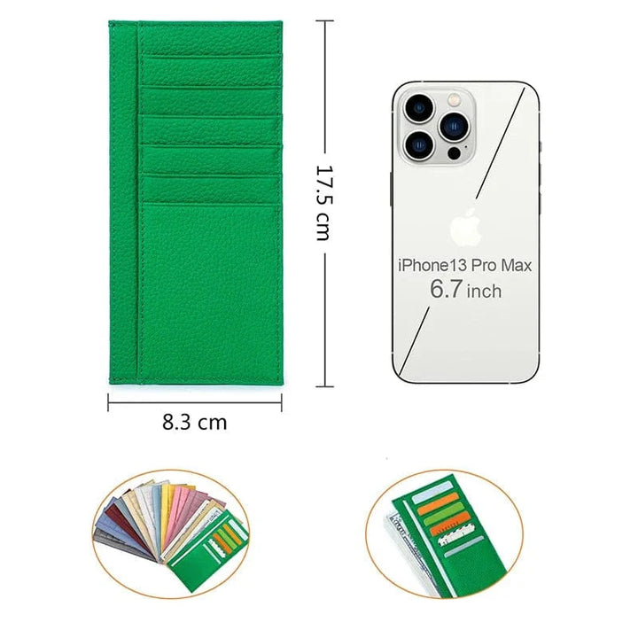 Porte-cartes femme en cuir beige, fin et discret, idéal pour petit sac à main