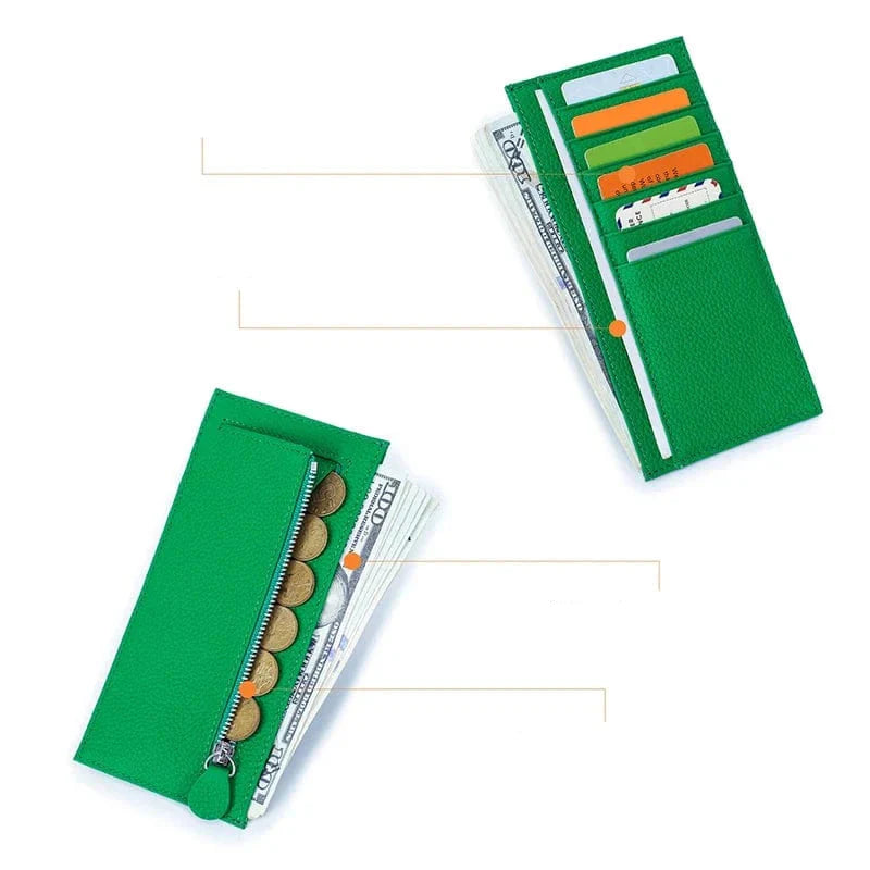 Porte-cartes femme avec plusieurs fentes, cuir souple bleu marine, pratique et chic