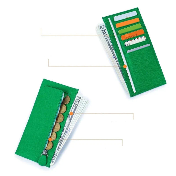 Porte-cartes femme avec plusieurs fentes, cuir souple bleu marine, pratique et chic