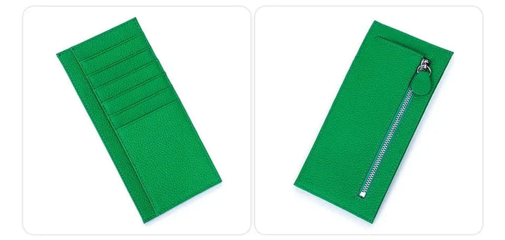 Accessoire mode femme: porte-cartes en cuir gris anthracite, minimaliste et moderne