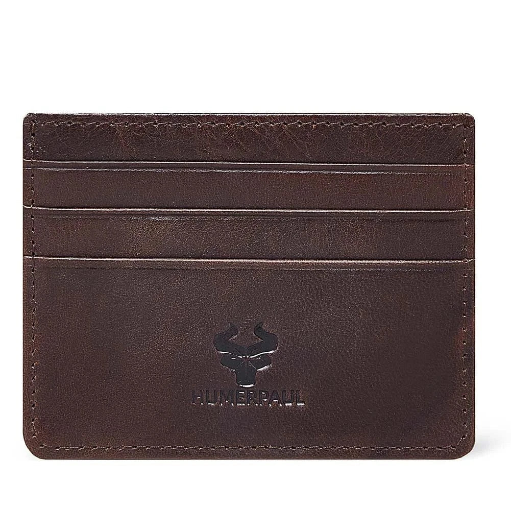 Accessoire élégant: porte-cartes minimaliste en cuir pleine fleur bleu, sécurisé par RFID pour homme.