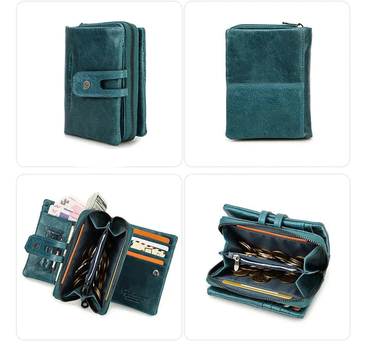 Modèle de porte-cartes monnaie femme en cuir beige, accessoire stylé et compact pour le quotidien