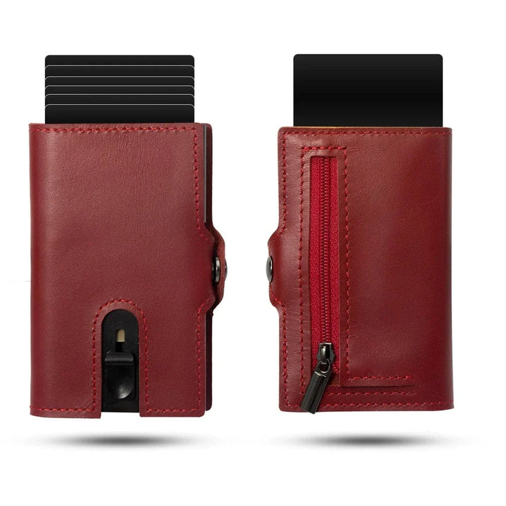 Porte-cartes et porte-monnaie en cuir noir mat, accessoire élégant pour homme actif