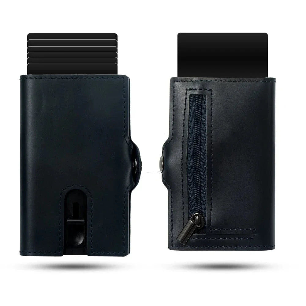 Accessoire indispensable pour homme : porte-cartes et porte-monnaie en cuir noir résistant