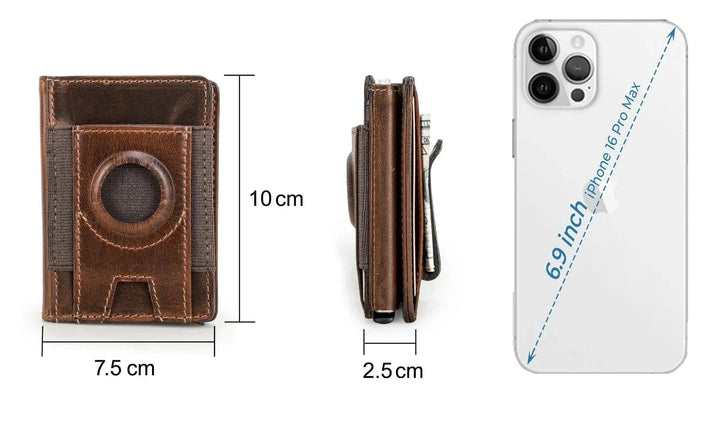 Porte-cartes RFID pour homme en cuir marron foncé, compact et sécurisé, parfait pour un usage quotidien.