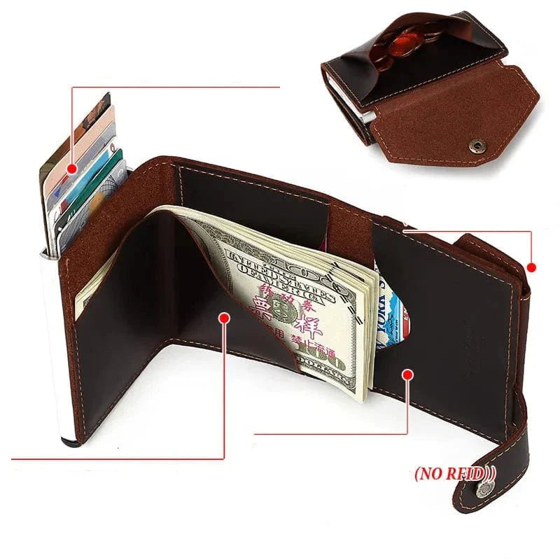 Portefeuille homme marron, cuir pleine fleur, technologie anti-RFID pour plus de sécurité, élégant