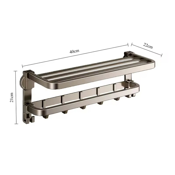 "Porte-serviettes ventouse compact blanc sur mur, design pliable et installation facile sans perçage, idéal salle de bain."