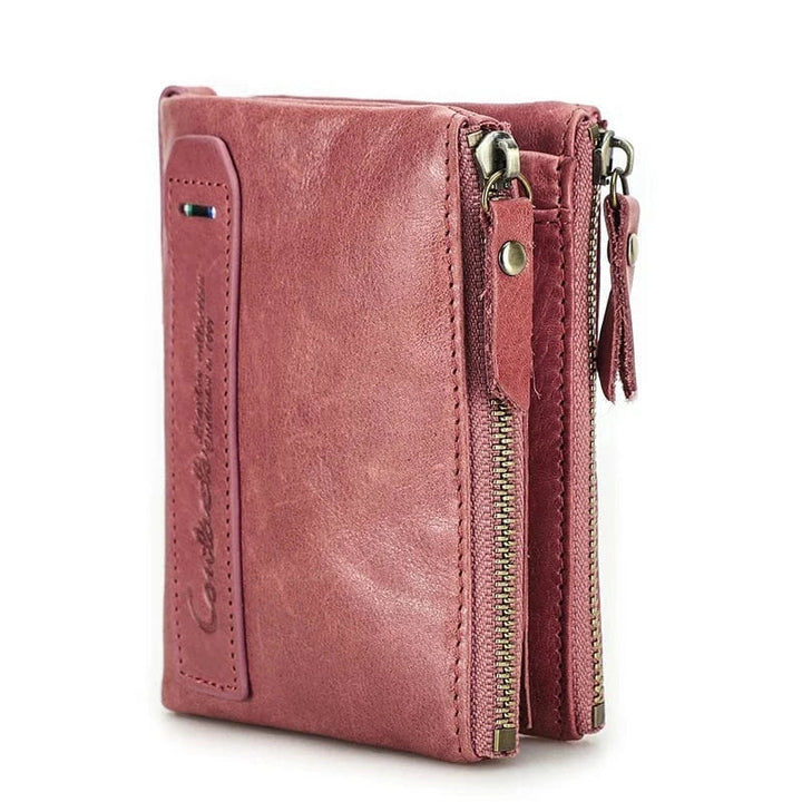 Portefeuille en cuir saffiano blanc cassé pour femme, résistant et chic, pour cartes et espèces
