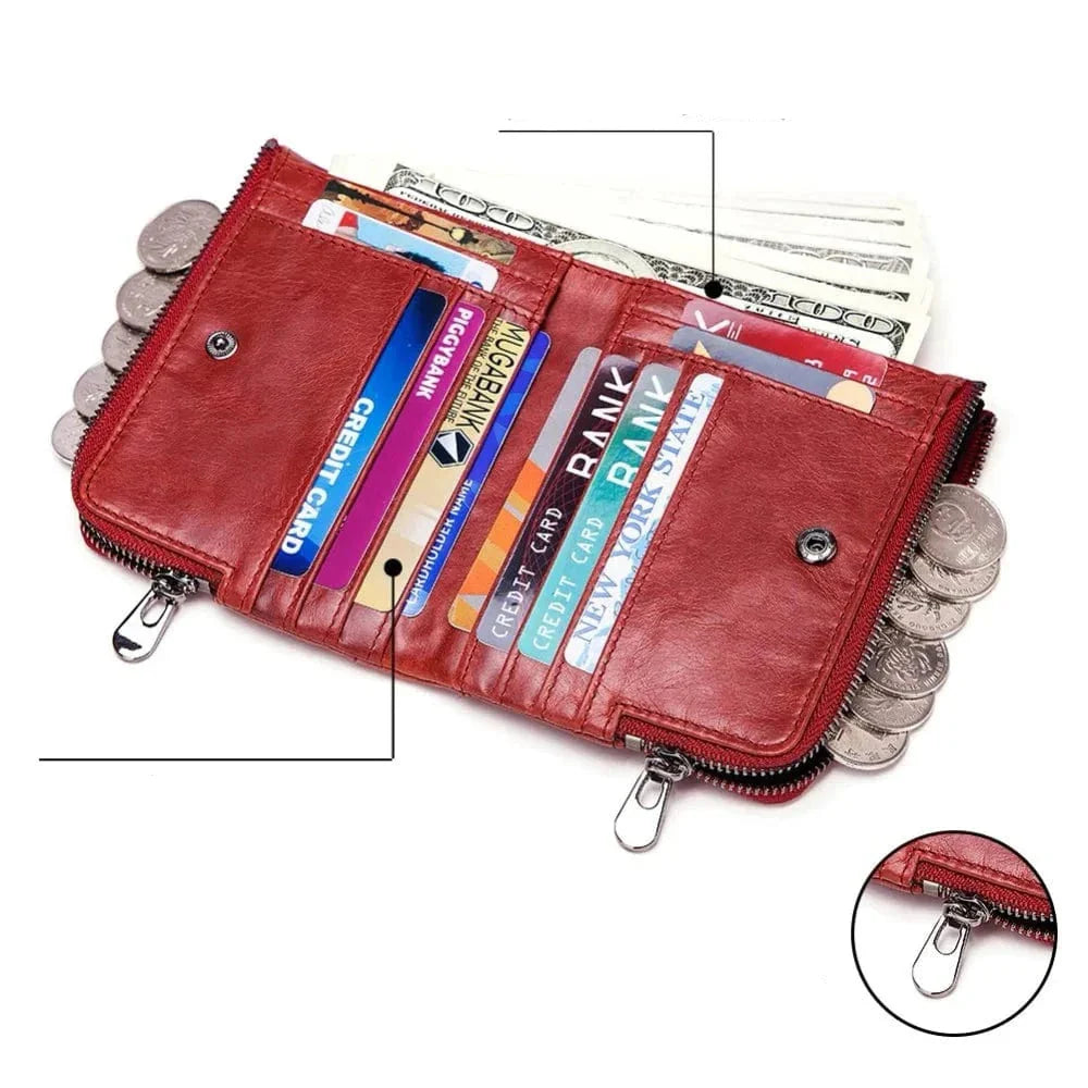 Porte-carte femme en cuir souple rose, modèle RFID, pour une sécurité optimale et chic