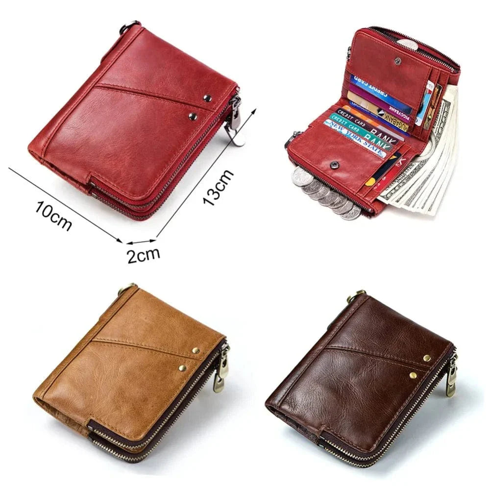 Portefeuille en cuir grainé bleu marine pour femme, avec blocage RFID, accessoire de mode