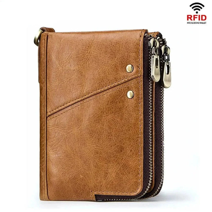 Porte-monnaie femme en cuir véritable rouge, sécurité RFID, pratique et chic