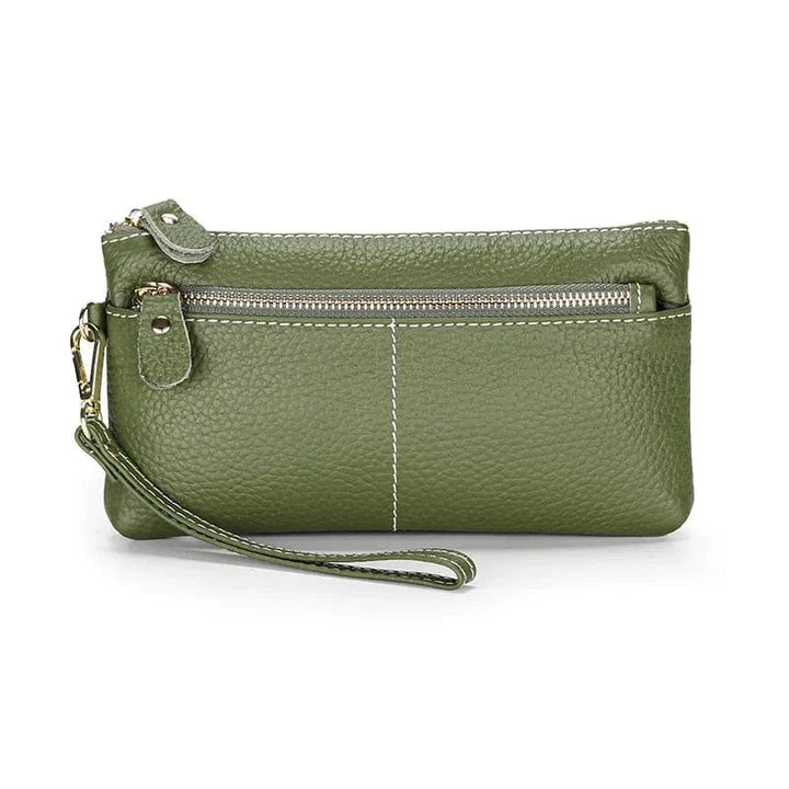 Portefeuille femme en cuir souple marron, accessoire compact avec plusieurs compartiments