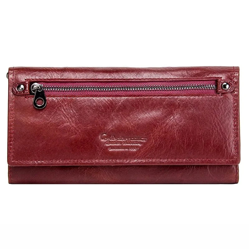 Portefeuille compact pour femme en cuir noir, élégant et discret, idéal pour petites maroquineries.