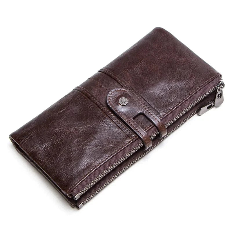 Portefeuille femme élégant cuir véritable, compartiments multiples pour cartes, billets et monnaie.