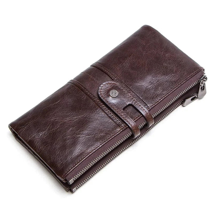 Portefeuille femme élégant cuir véritable, compartiments multiples pour cartes, billets et monnaie.