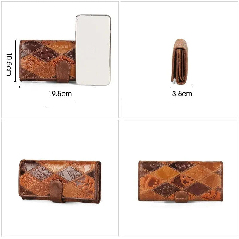 Accessoire de mode: portefeuille femme en cuir marron, design élégant et fonctionnel