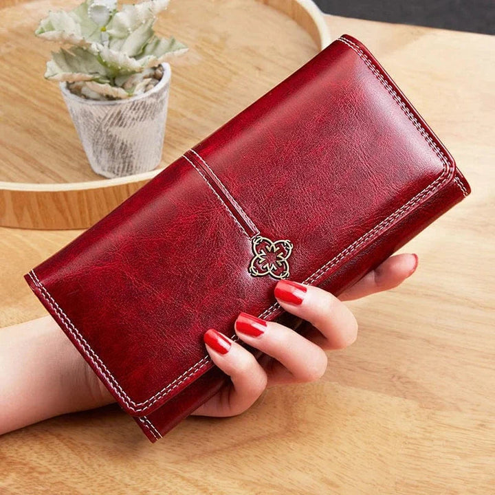 Accessoire organisationnel: portefeuille femme en cuir PU, fin et léger, se glisse facilement dans n'importe quel sac à main.