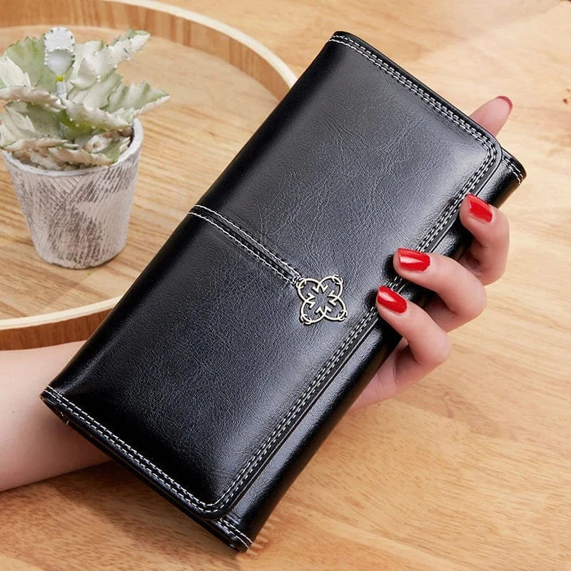 Portefeuille en cuir PU pour femme, design moderne, offrant une excellente capacité de rangement pour l'essentiel.
