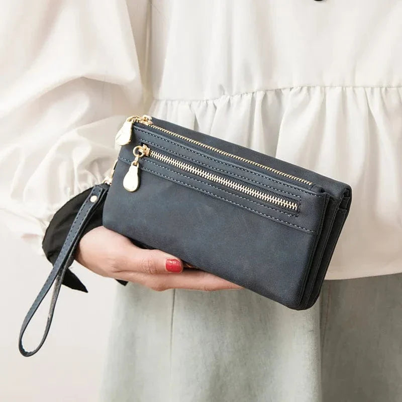 Portefeuille femme en cuir PU jaune moutarde, accessoire lumineux et tendance, compact