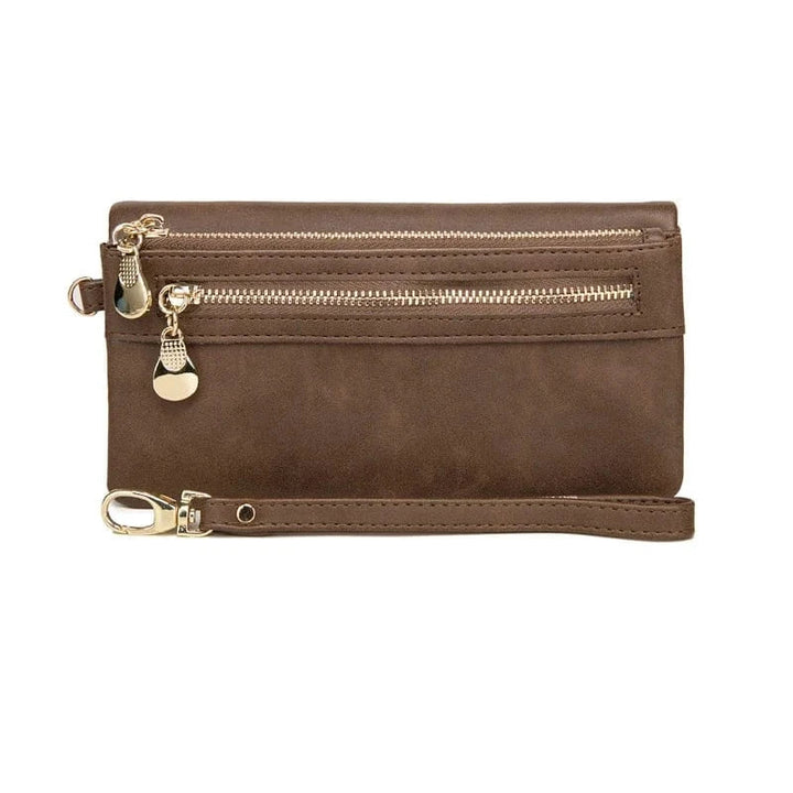 Portefeuille organisateur pour femme en cuir PU noir, style mode, pour cartes et monnaie