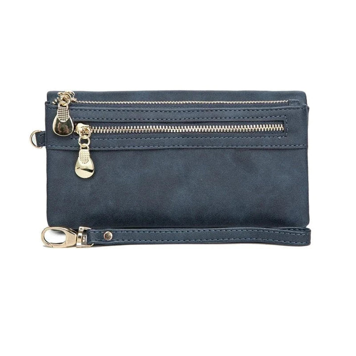 Portefeuille compact pour femme en cuir PU rose, accessoire de mode avec dragonne amovible