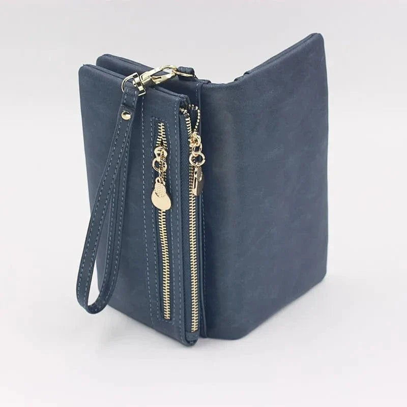 Portefeuille compact femme en cuir PU beige, accessoire de mode pour tenue quotidienne