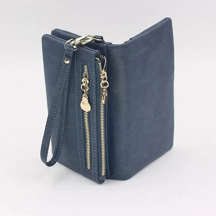 Portefeuille compact femme en cuir PU beige, accessoire de mode pour tenue quotidienne