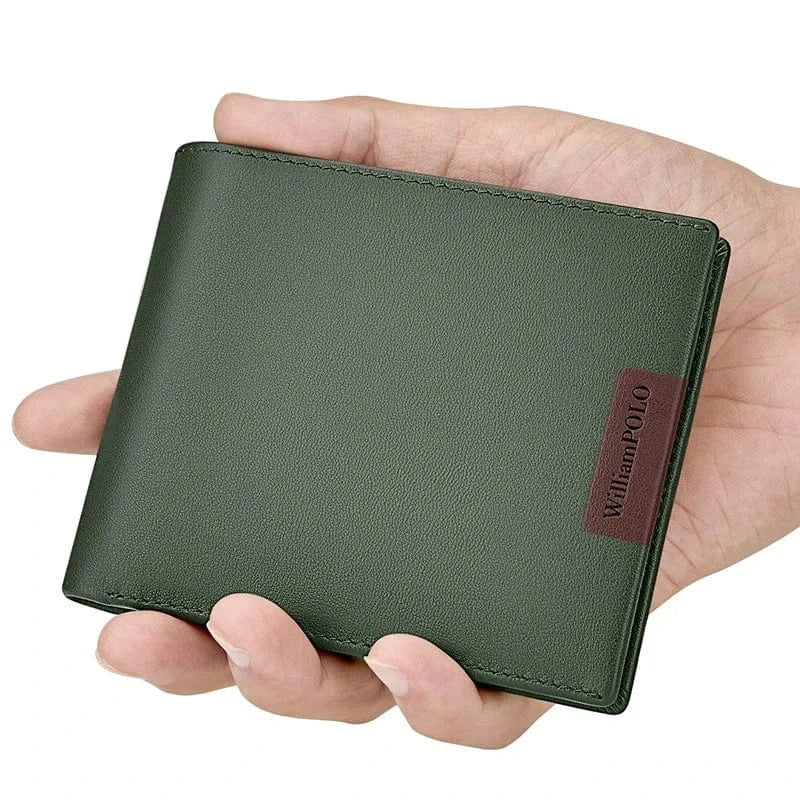 Portefeuille homme compact en cuir PU noir, style minimaliste, fin, idéal pour cartes et billets.