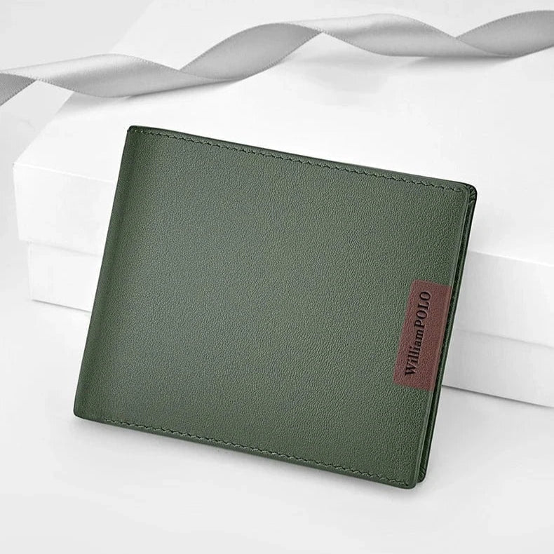 Plusieurs portefeuilles compacts homme en cuir PU noir et vert, empilés, accessoires de mode unisexes.