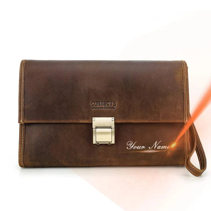 Portefeuille homme en cuir véritable marron café, fin et sécurisé, idéal pour personnalisation avec logo.