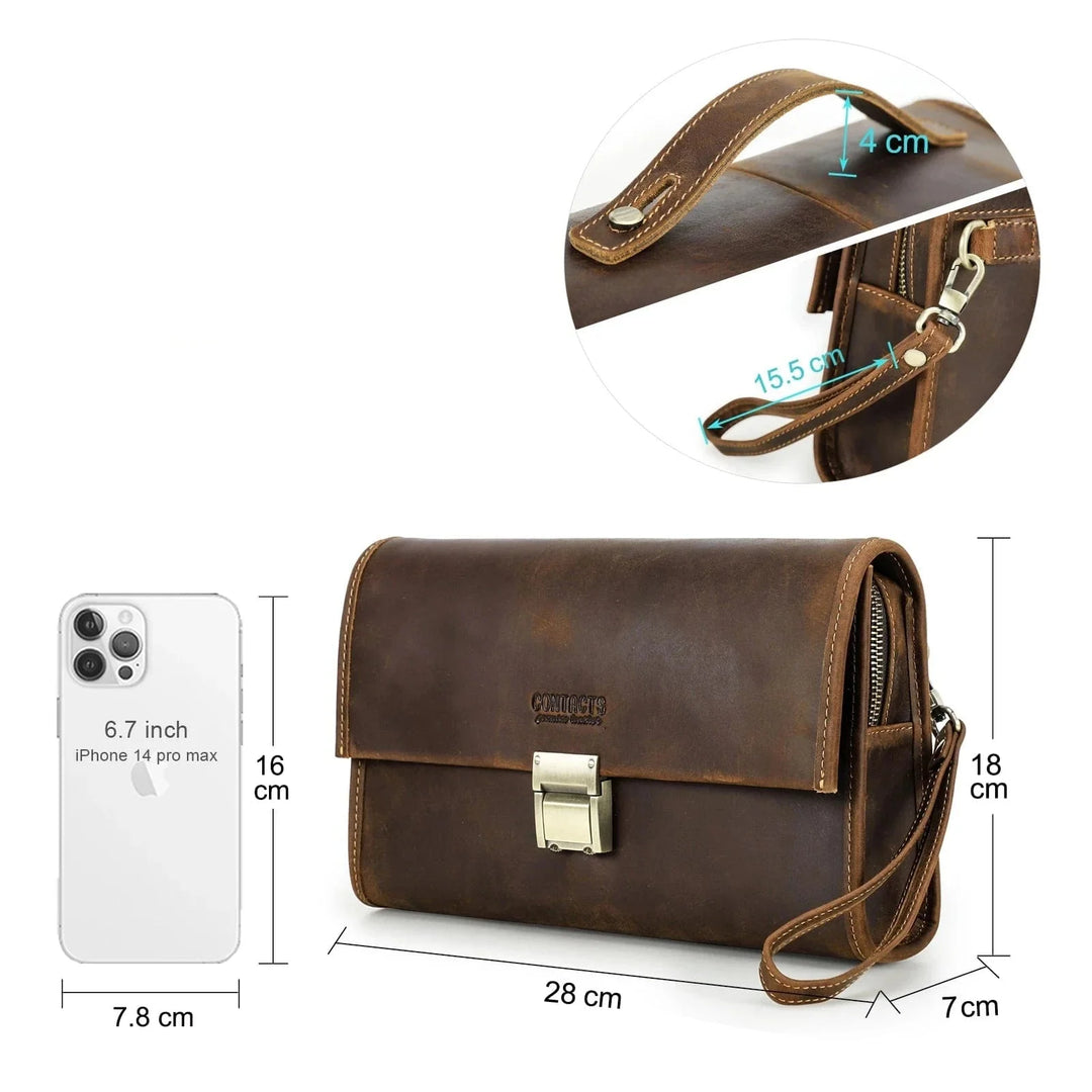 Portefeuille homme cuir café RFID, avec compartiment monnaie, personnalisation initiale discrète, look élégant.
