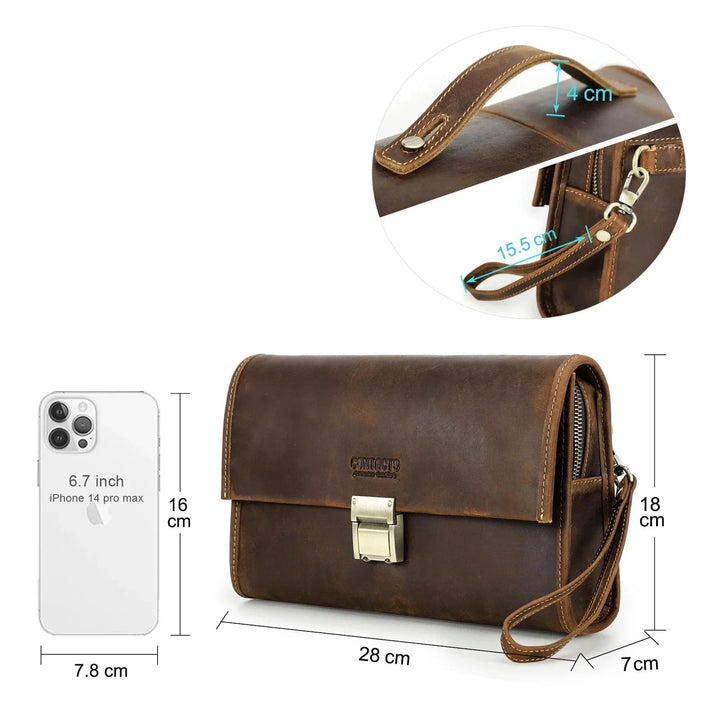 Portefeuille homme cuir café RFID, avec compartiment monnaie, personnalisation initiale discrète, look élégant.