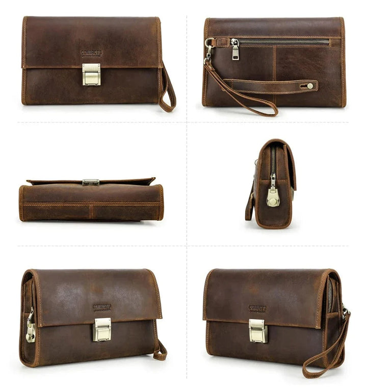 Accessoire élégant: portefeuille homme en cuir teinté café, protection anti-RFID, options de gravure variées.