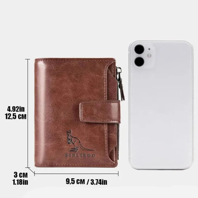 Portefeuille en cuir véritable, noir, doté de la technologie de protection RFID pour homme.