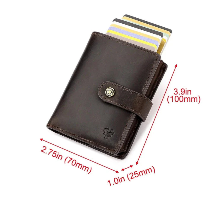 Portefeuille homme en cuir grainé avec compartiments multiples, idéal pour billets et cartes, sécurité RFID.