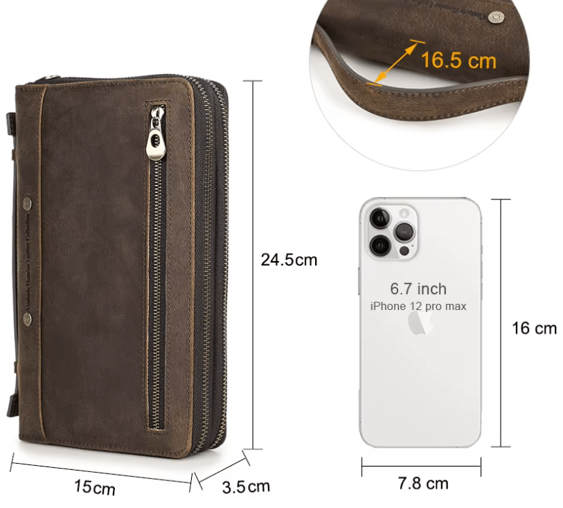 Portefeuille premium pour homme, en cuir véritable couleur café chic