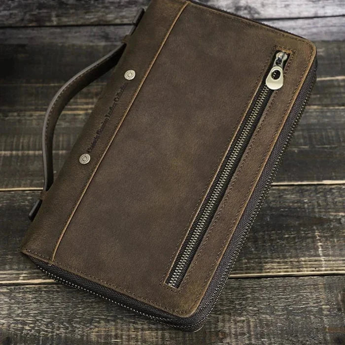 Portefeuille de luxe pour homme en cuir véritable. Design élégant et compact