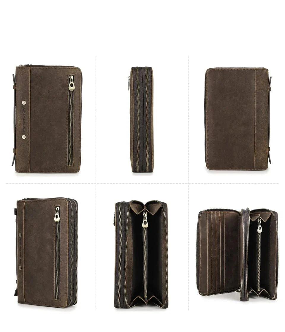 Portefeuille en cuir de luxe pour homme, couleur café, un accessoire premium