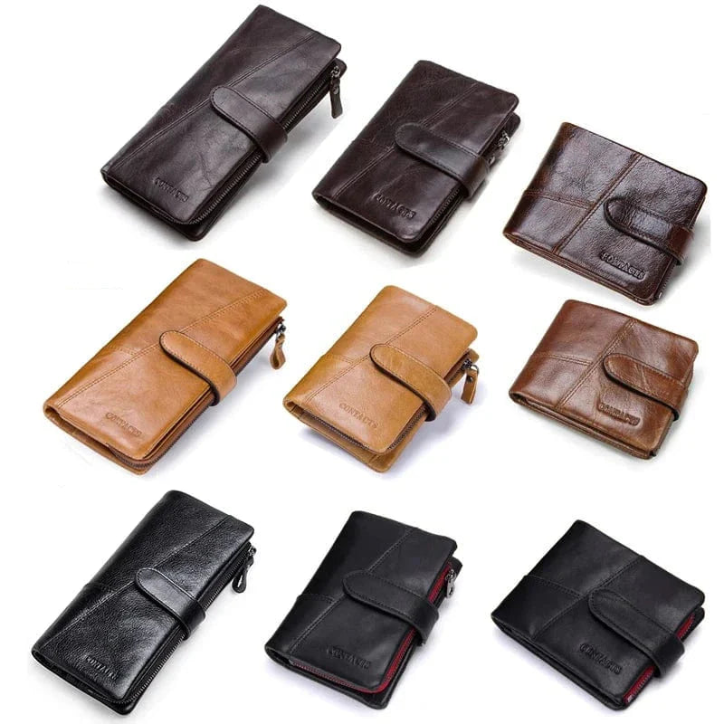 Portefeuille en cuir de vachette pour homme couleur café, accessoire durable et chic.