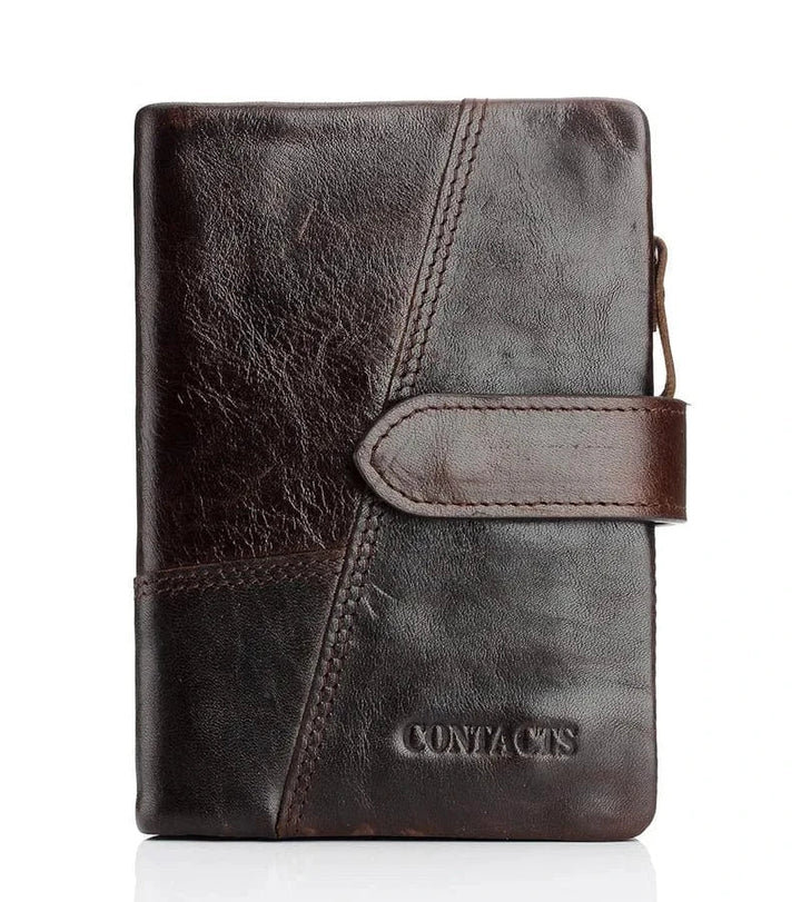 Accessoire élégant: portefeuille homme en cuir marron, style vintage et intemporel.