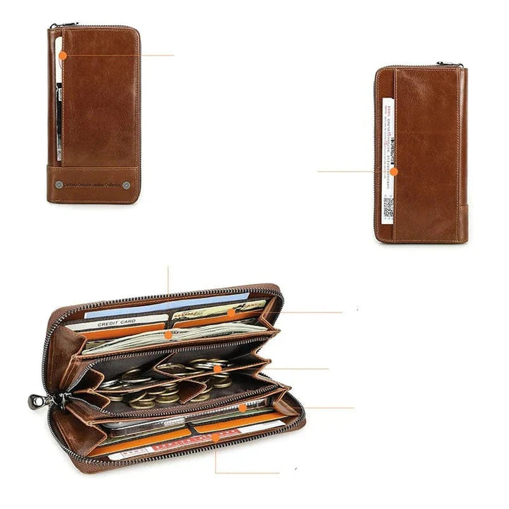 Accessoire élégant: portefeuille bleu nuit en cuir véritable, style moderne RFID